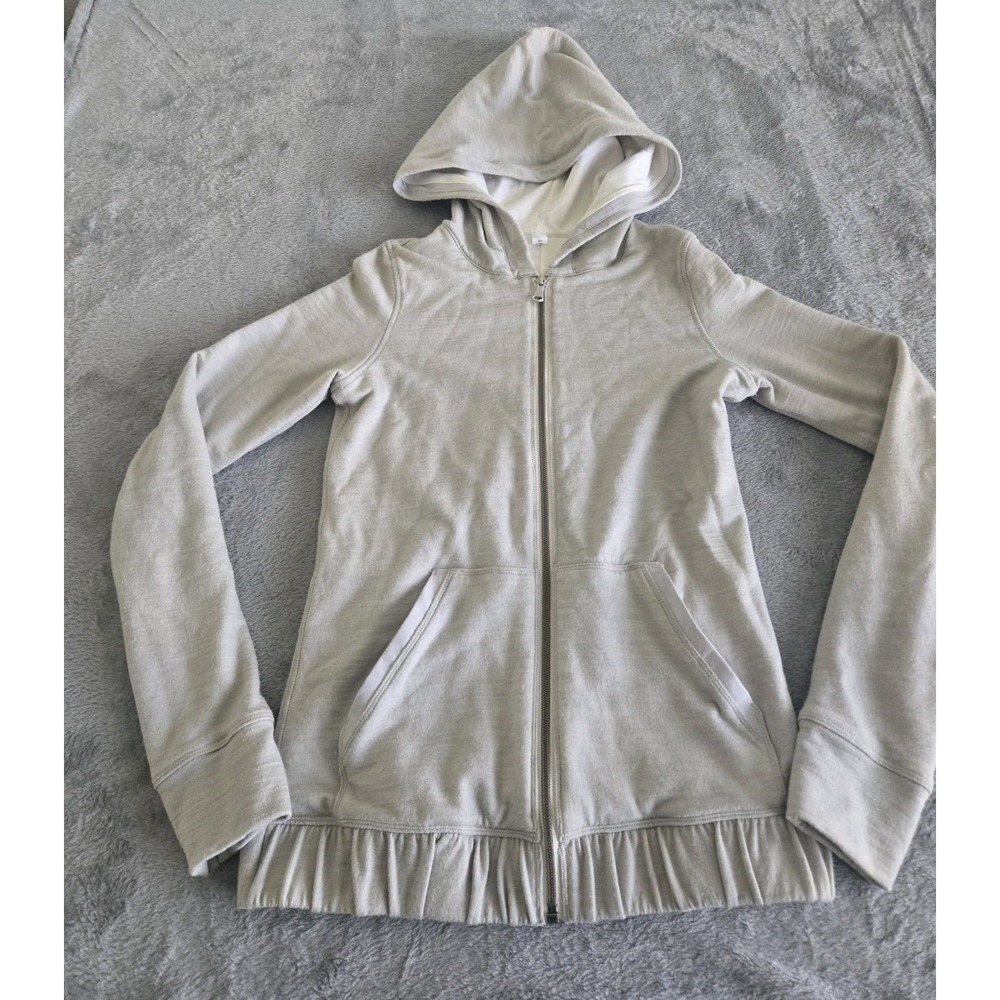 Lululemon Harmonious Hoodie Zip Jacket Heathered Gray Fitted Thumb-Holes Size 4